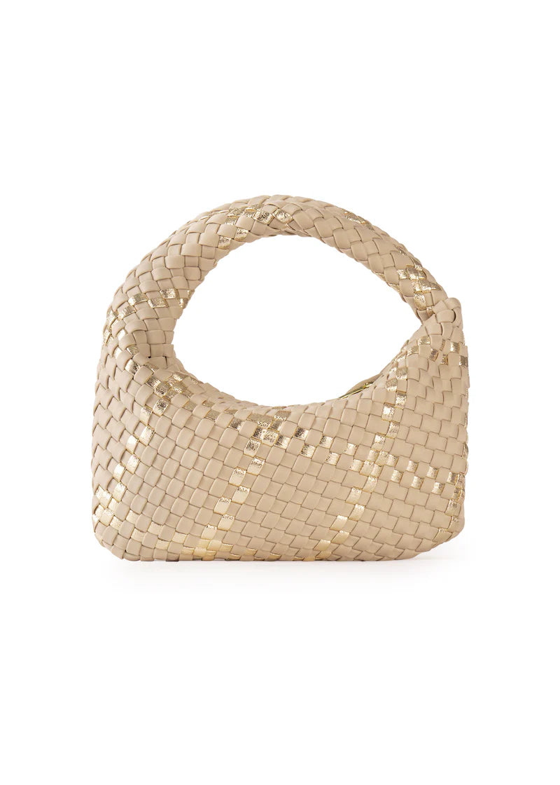 Woven cream and gold handbag