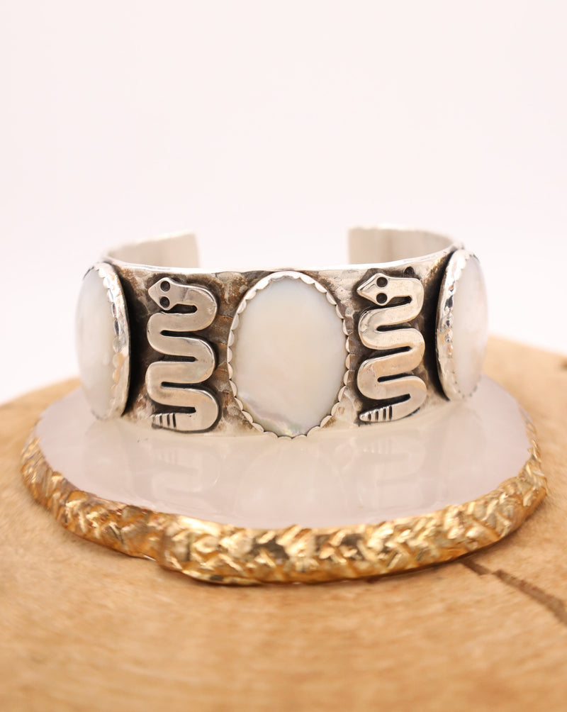 RICHARD SCHMIDT SNAKE AND MOTHER OF PEARL OVALS CUFF