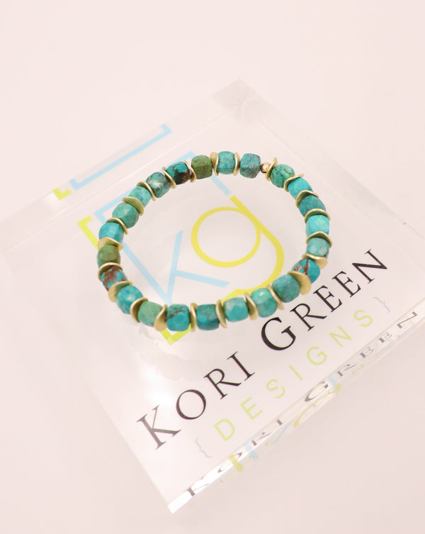 KORI GREEN FACETED TURQUOISE STRETCH BRACELET