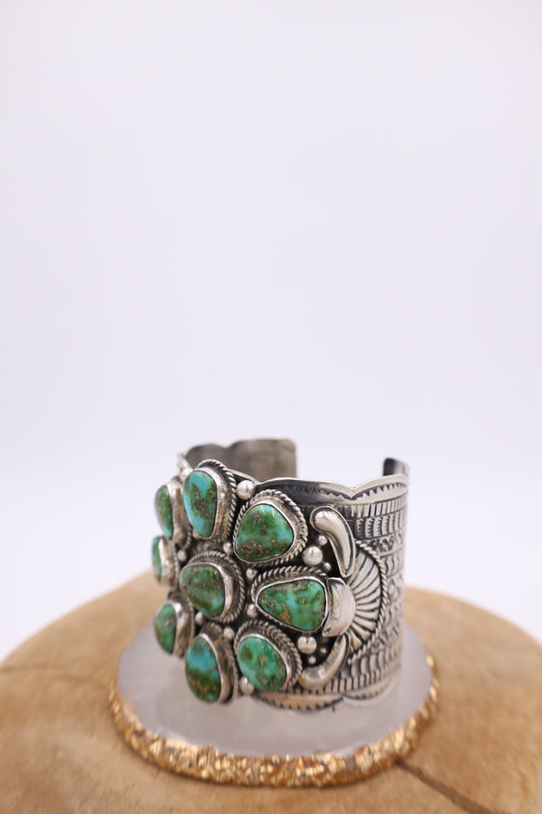 Green Turquoise Wide Statement Cuff