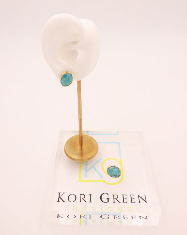 KORI GREEN FACETED TURQUOISE STUD EARRING