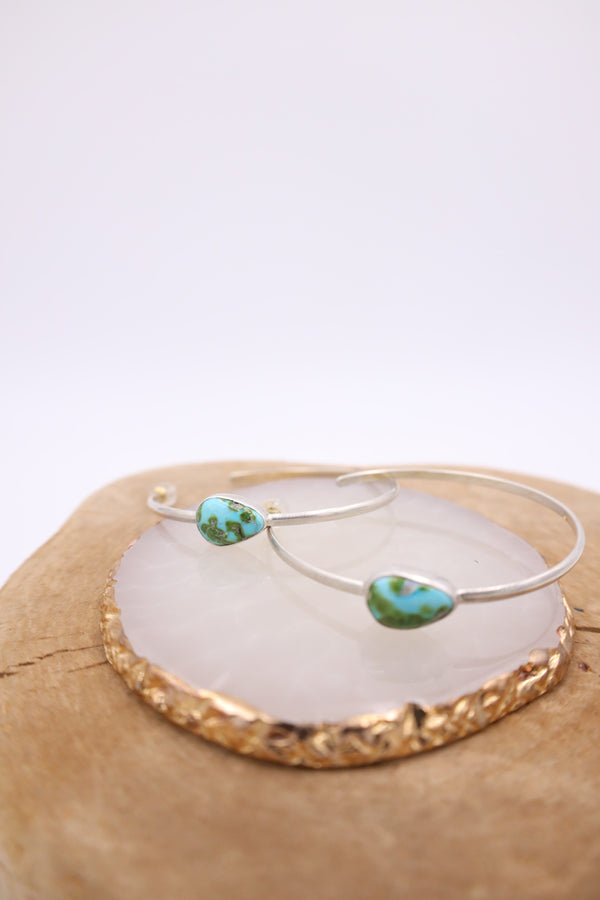 SONORAH GOLD TURQUOISE HOOPS EARRING
