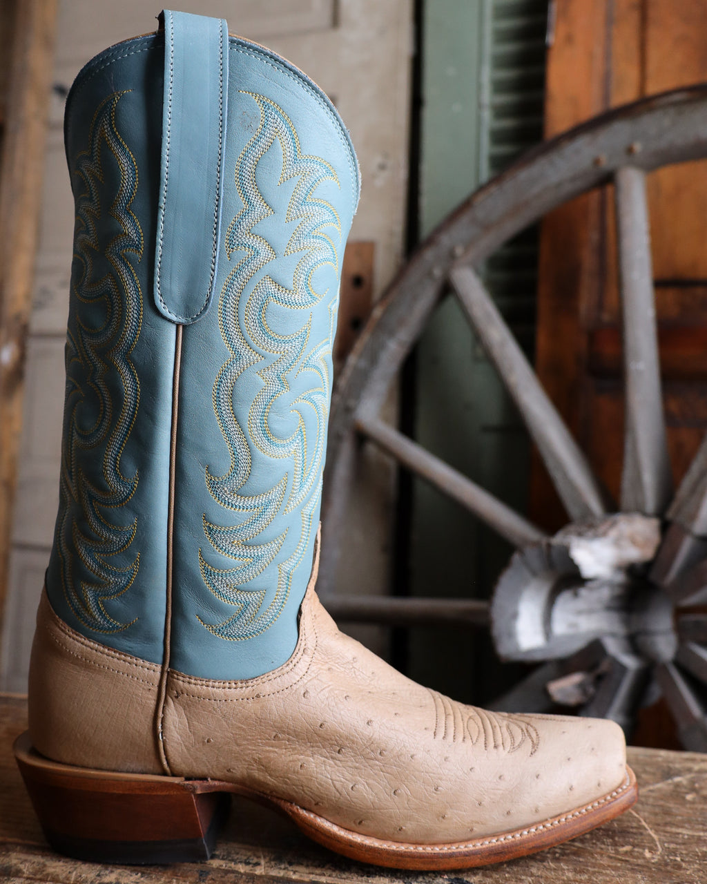 Vintage Justin Handmade Ostrich leather sole boots. Vintage Justin 8931 Full Quill Ostrich Cowboy Boots – Tan  main image 2