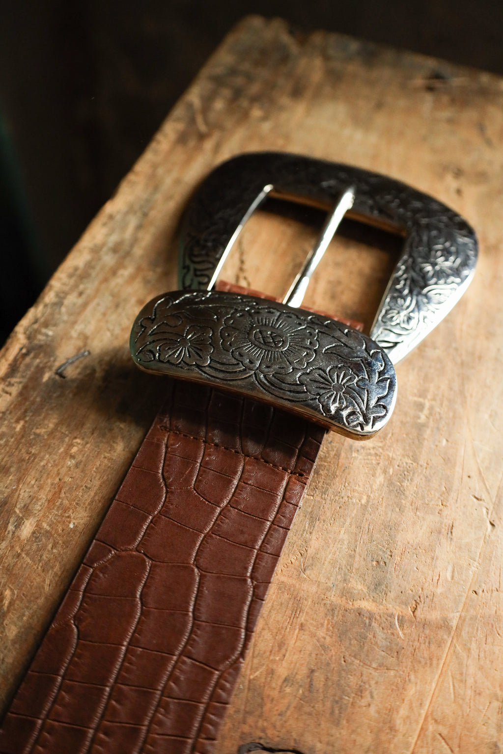 STREETS AHEAD BIG BUCKLE BELT- CROC COGNAC – Maverick Fine Western