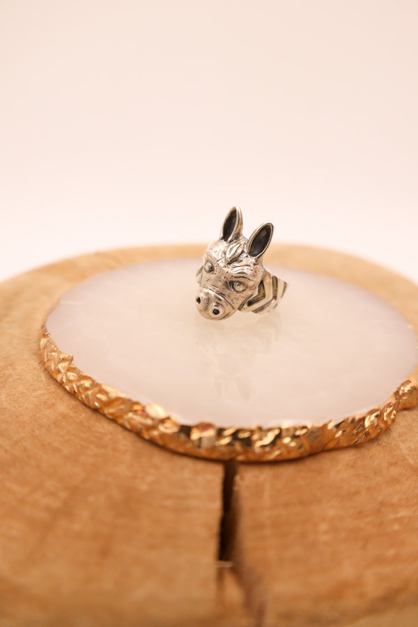 Sterling silver donkey head ring