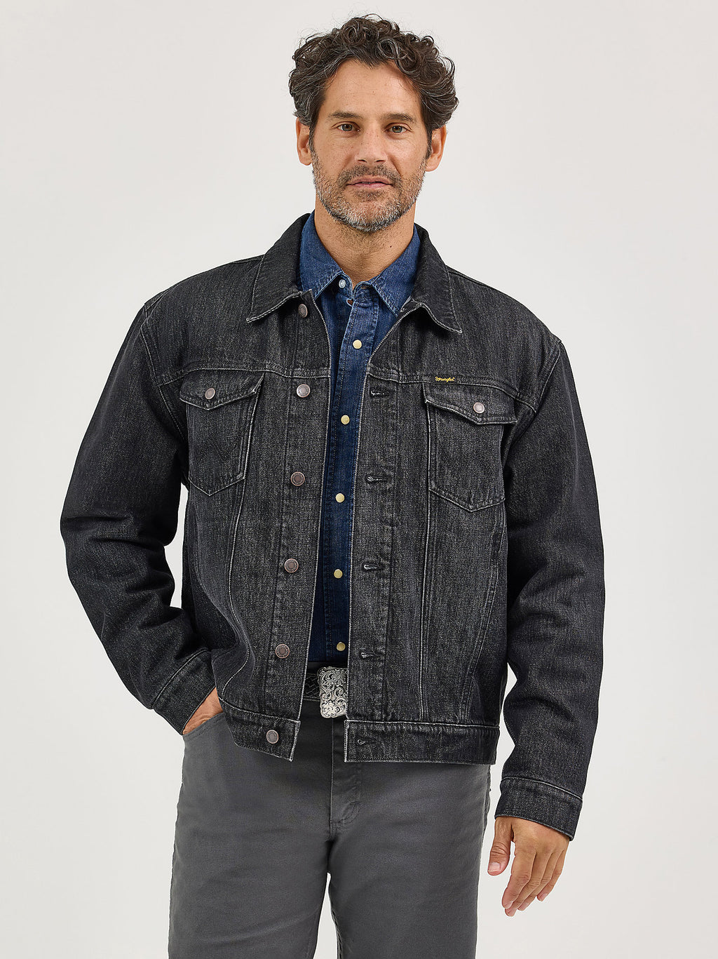 black denim jacket dress Wrangler Flannel Lined Western Denim Jacket – Maverick Fine Western Wear