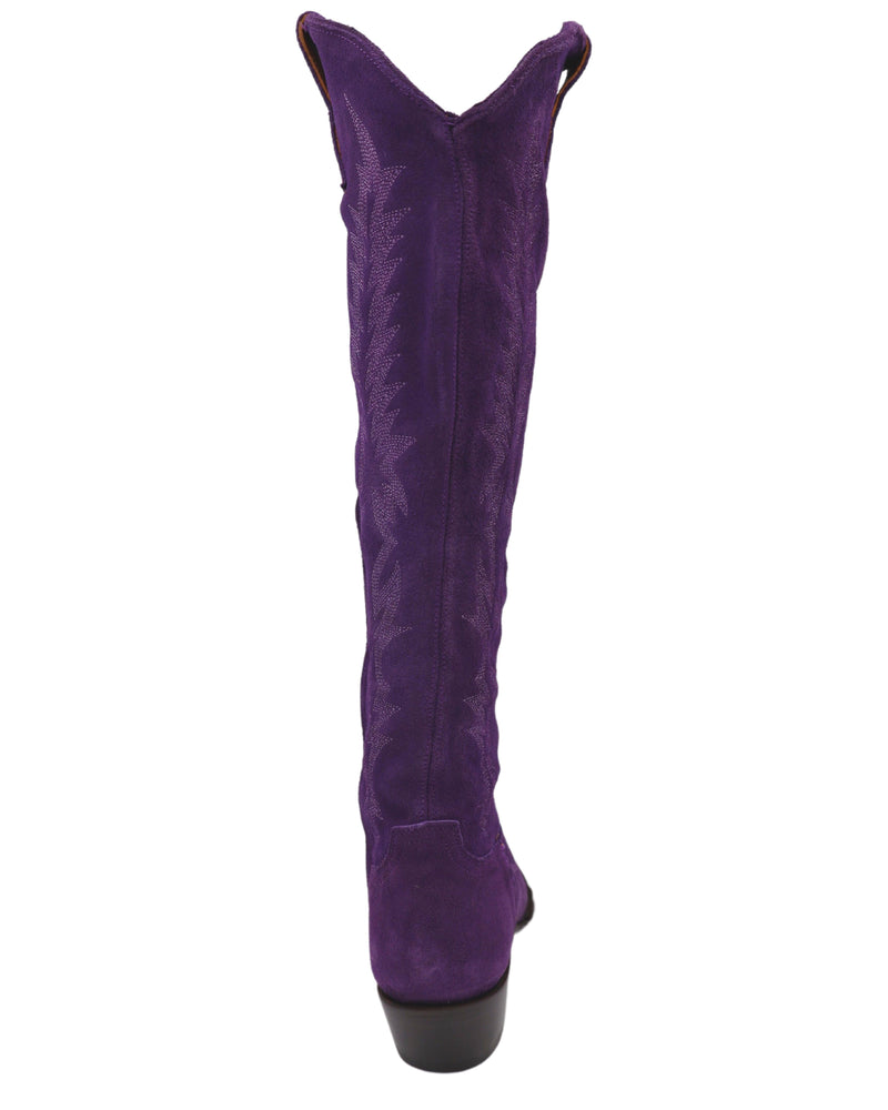 Purple Suede Boots for ladies back view