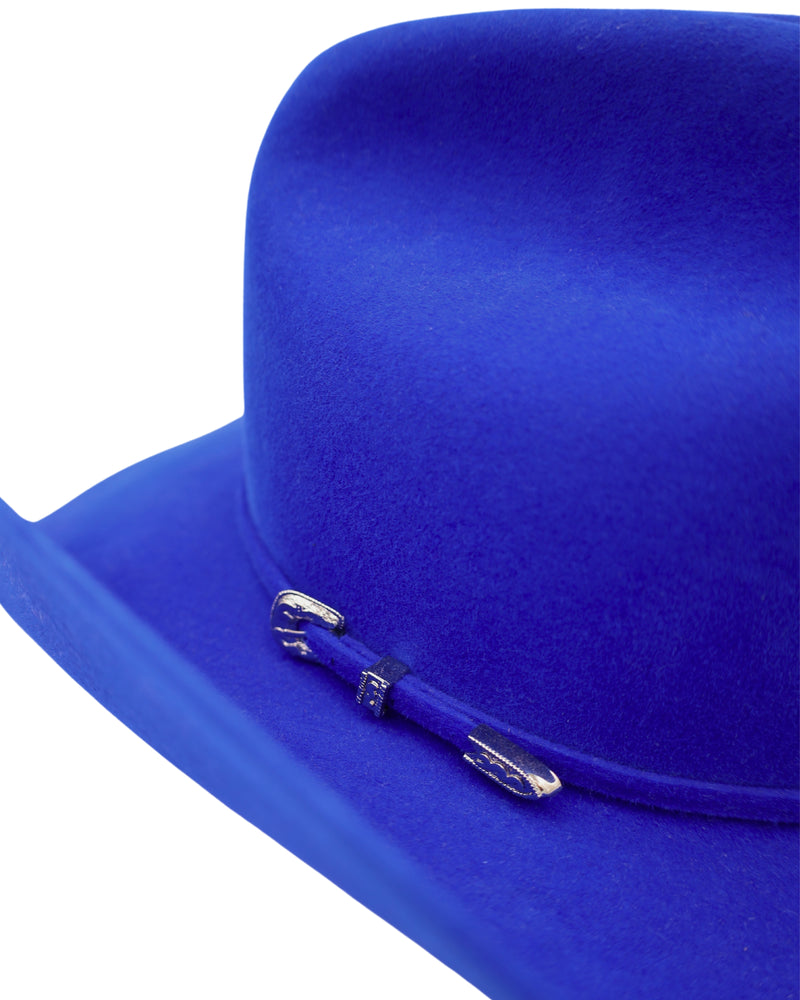 Silver buckle detail GREELEY HAT WORKS COMPETITOR HAT- COBALT BLUE