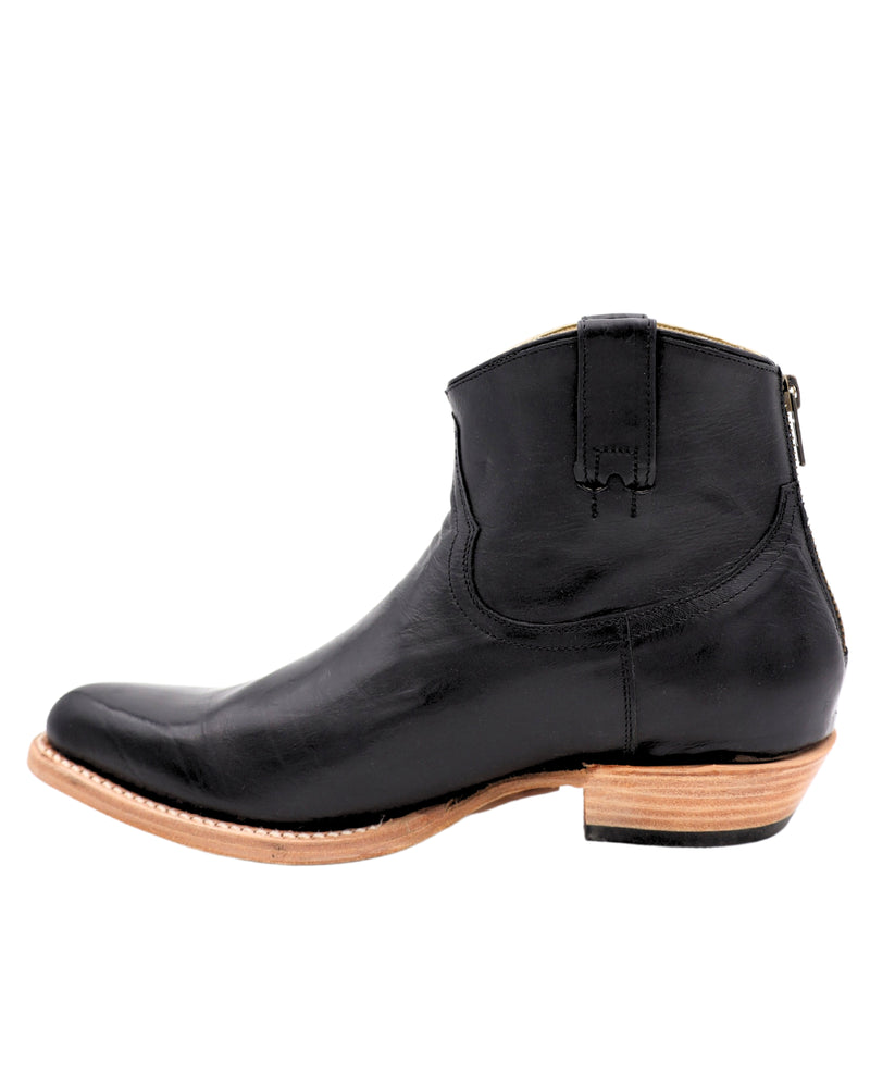5.5" Cowgirl bootie with black leather and zipper at the back