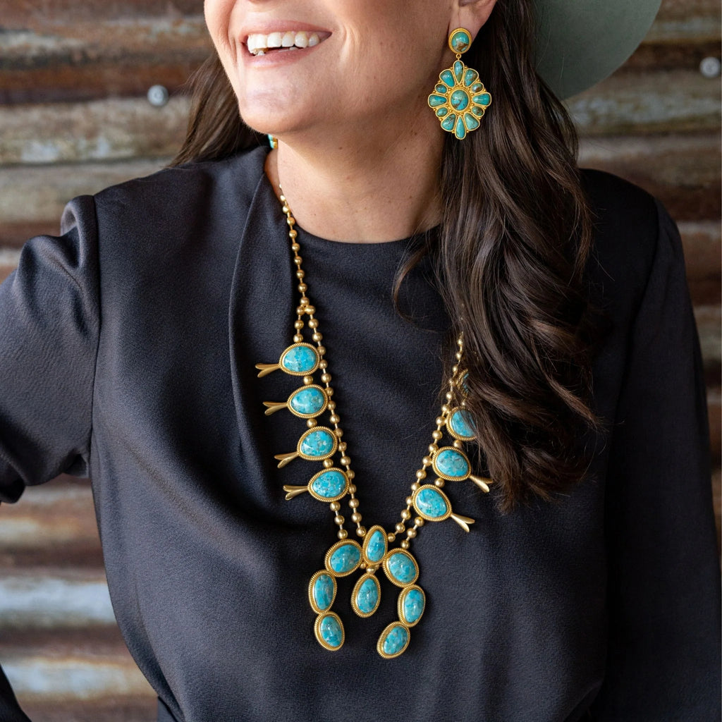 Christina Greene Prairie Blossom Turquoise Statement Earrings
