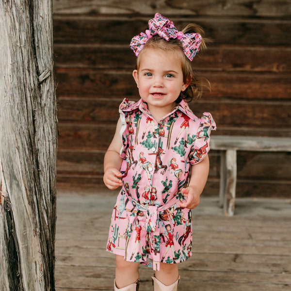 Shea Baby Pin Up Short Sleeve Pearl Snap Dress Toddler