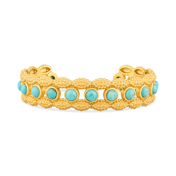 GOLD TEXTURED GOLD CUFF WITH TURQUOISE DOTS