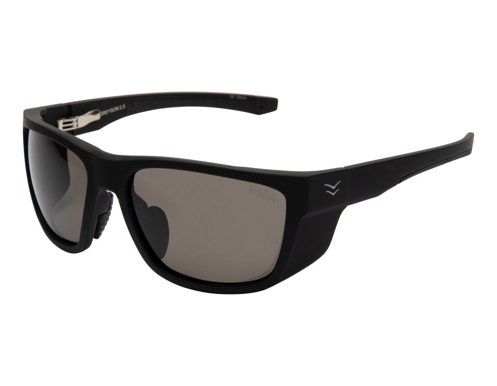 I-SEA GREYSON 2.0 BLACK RUBBER / SMOKE POLARIZED LENS SUNGLASSES