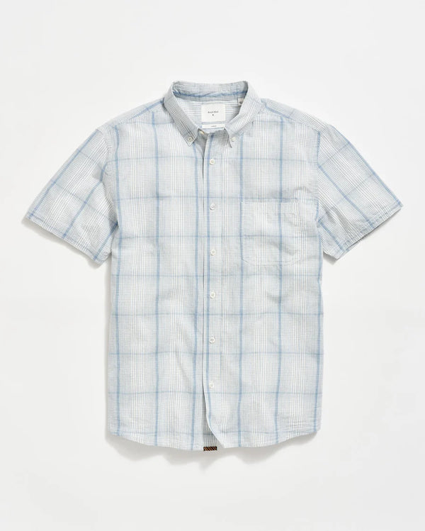 Billy Reid Short Sleeve Line Plaid Tuscumbia Shirt Button Down