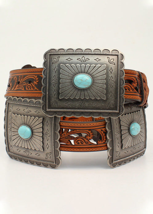 CUTOUT WITH CONCHO TURQUOISE STONE BELT