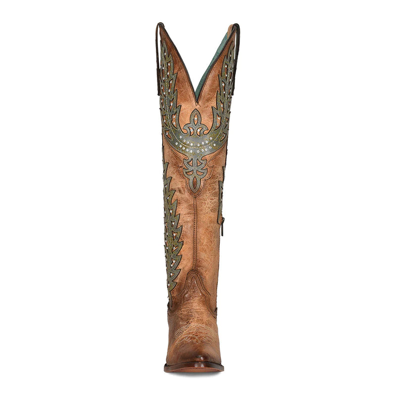 CIRCLE G WOMEN'S EMBROIDERY AND CRYSTALS TALL POINTED BOOT