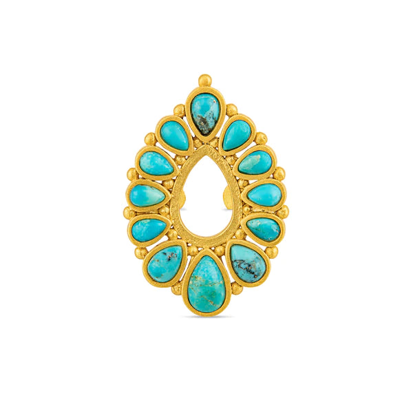 Gold ring with turquoise stones 