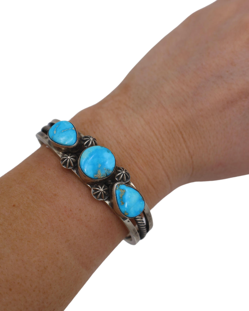 Round and Teardrop Turquoise Cuff