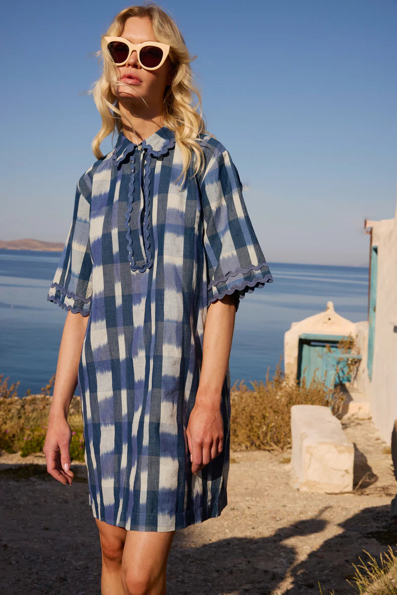 Oliphant Beckett Navy Collared Mini Shirt Dress Beckett Navy / M