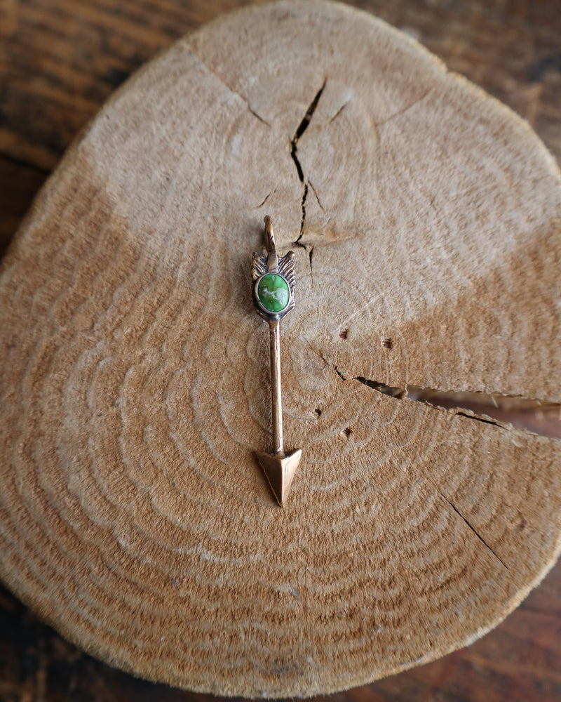 LOVE TOKENS SMALL BRONZE ARROWN GREEN TURQUOISE PENDANT 