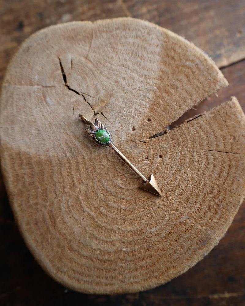 LOVE TOKENS SMALL BRONZE ARROWN GREEN TURQUOISE PENDANT 