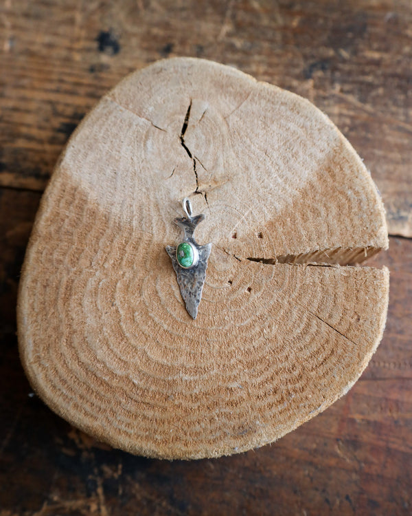 Sterling Silver Arrowhead Green Turquoise Stone Pendant