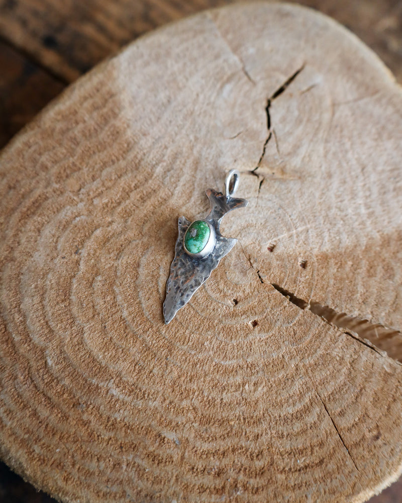 Sterling Silver Arrowhead Green Turquoise Stone Pendant