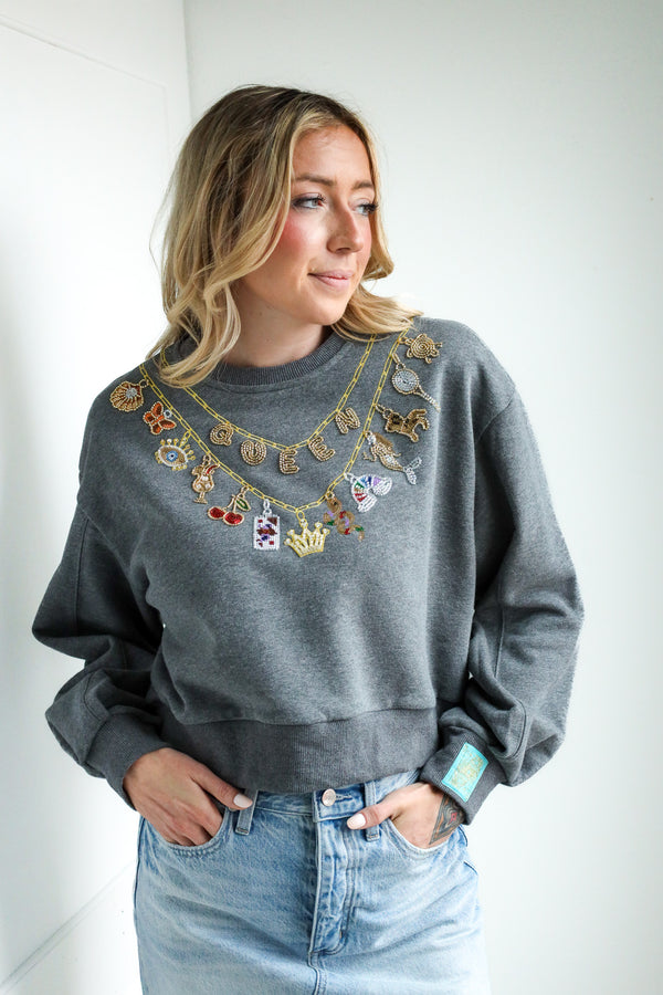Queen Of Sparkles Icon Necklace Charm Sweatshirt 