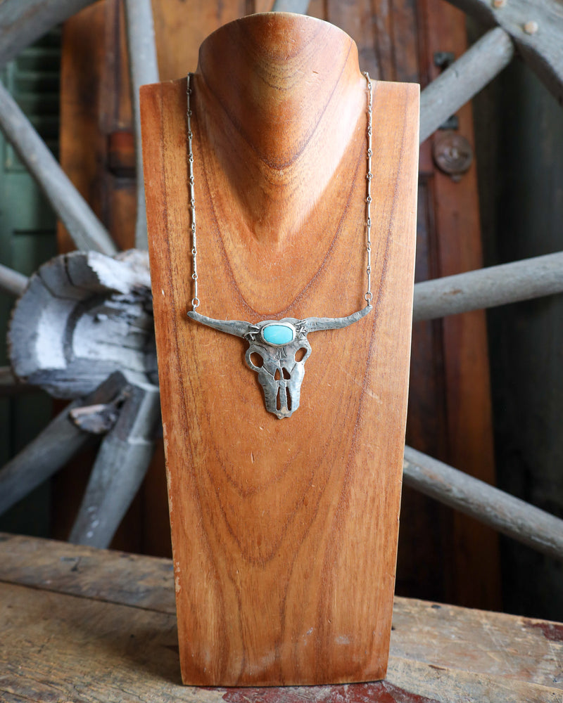 Margaret Sullivan Extra Large Cow Skull With Turquoise Necklace 