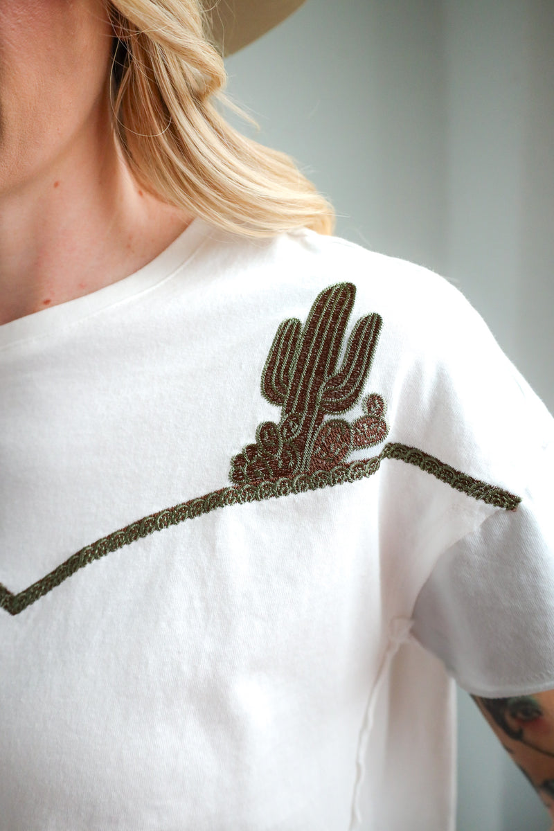Blue B Embroidered Shoulder Western Tee 