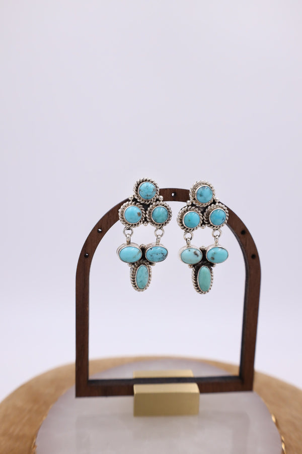 Turquoise 6 Stone Dangle Earring