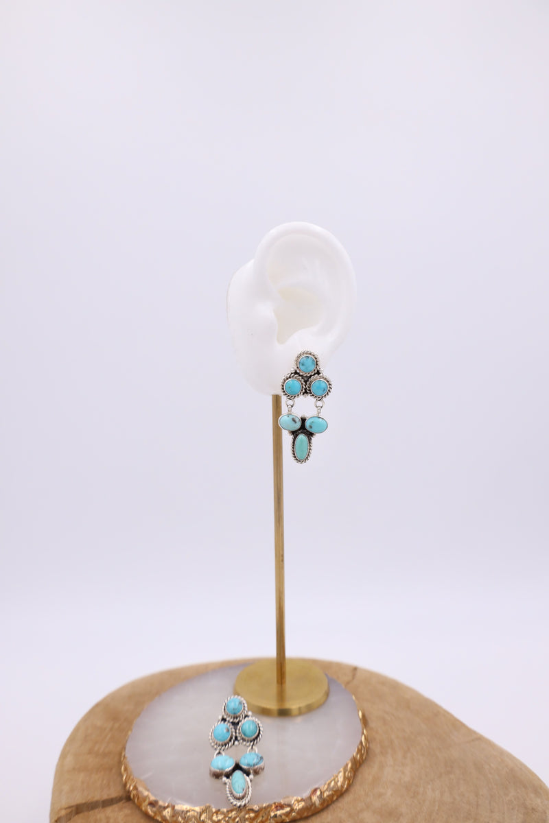 Turquoise 6 Stone Dangle Earring