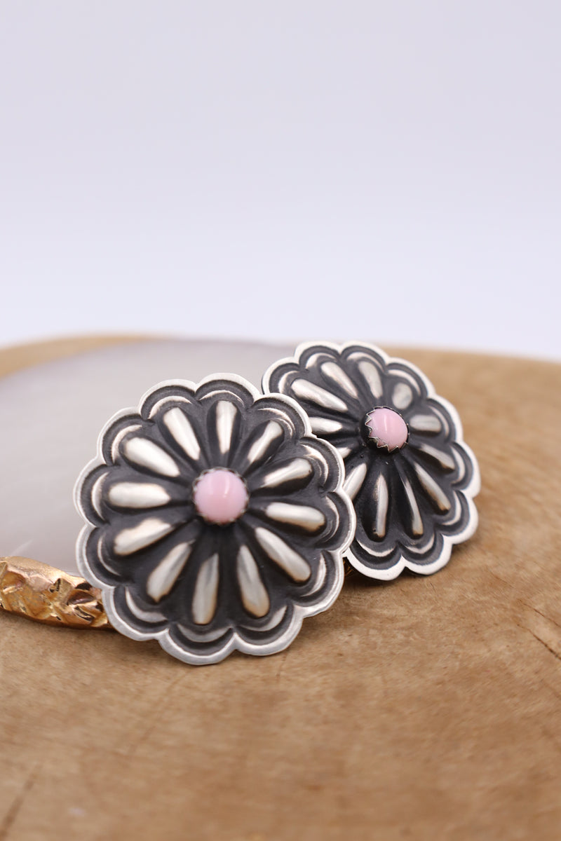 PINK CONCH ROUNDS WITH STARBURST CONCHO EARRING