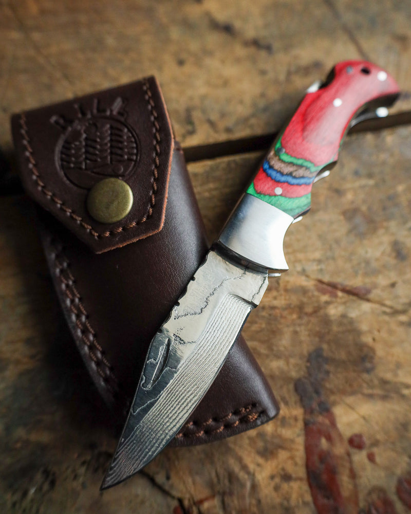 Rill Simple Tools Co Red Silver With Sheath Knife