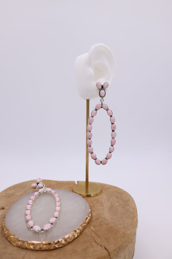 PINK CONCH OVALS OPEN CENTER EARRING