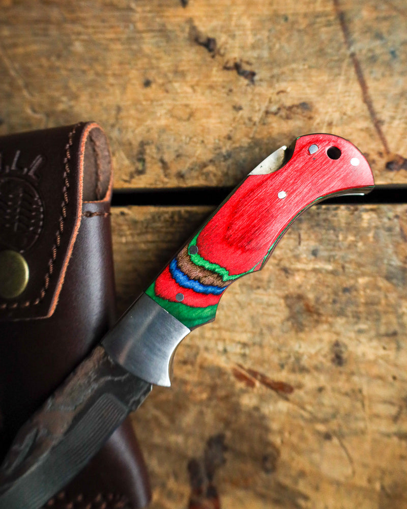Rill Simple Tools Co Red Silver With Sheath Knife