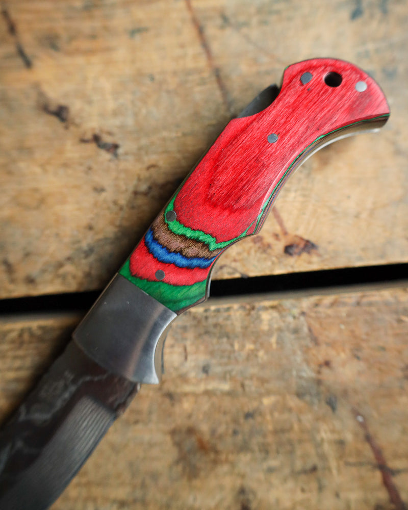Rill Simple Tools Co Red Silver With Sheath Knife