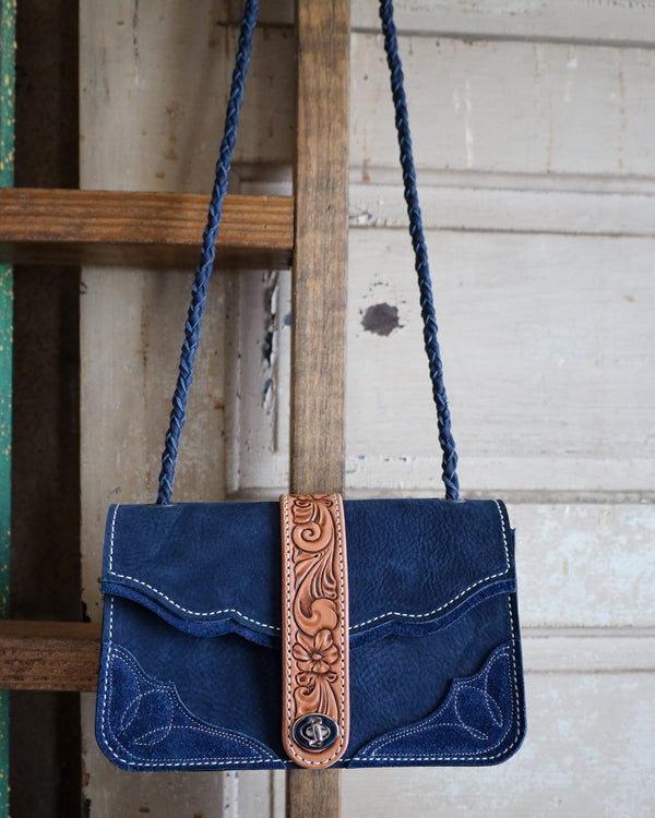 MAD DOG LEATHER NAVY BLUE BOY BAG