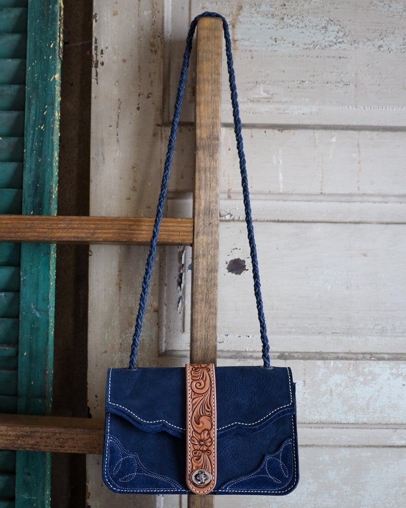 MAD DOG LEATHER NAVY BLUE BOY BAG