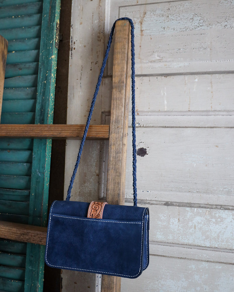 MAD DOG LEATHER NAVY BLUE BOY BAG