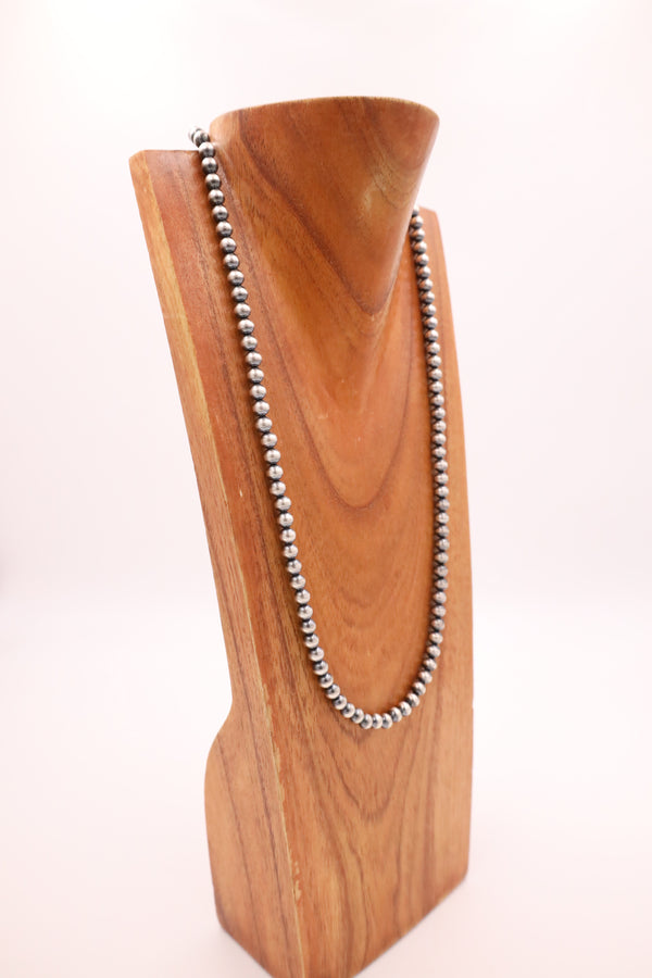 Sterling Silver Navajo Pearl 28" 7MM Necklace