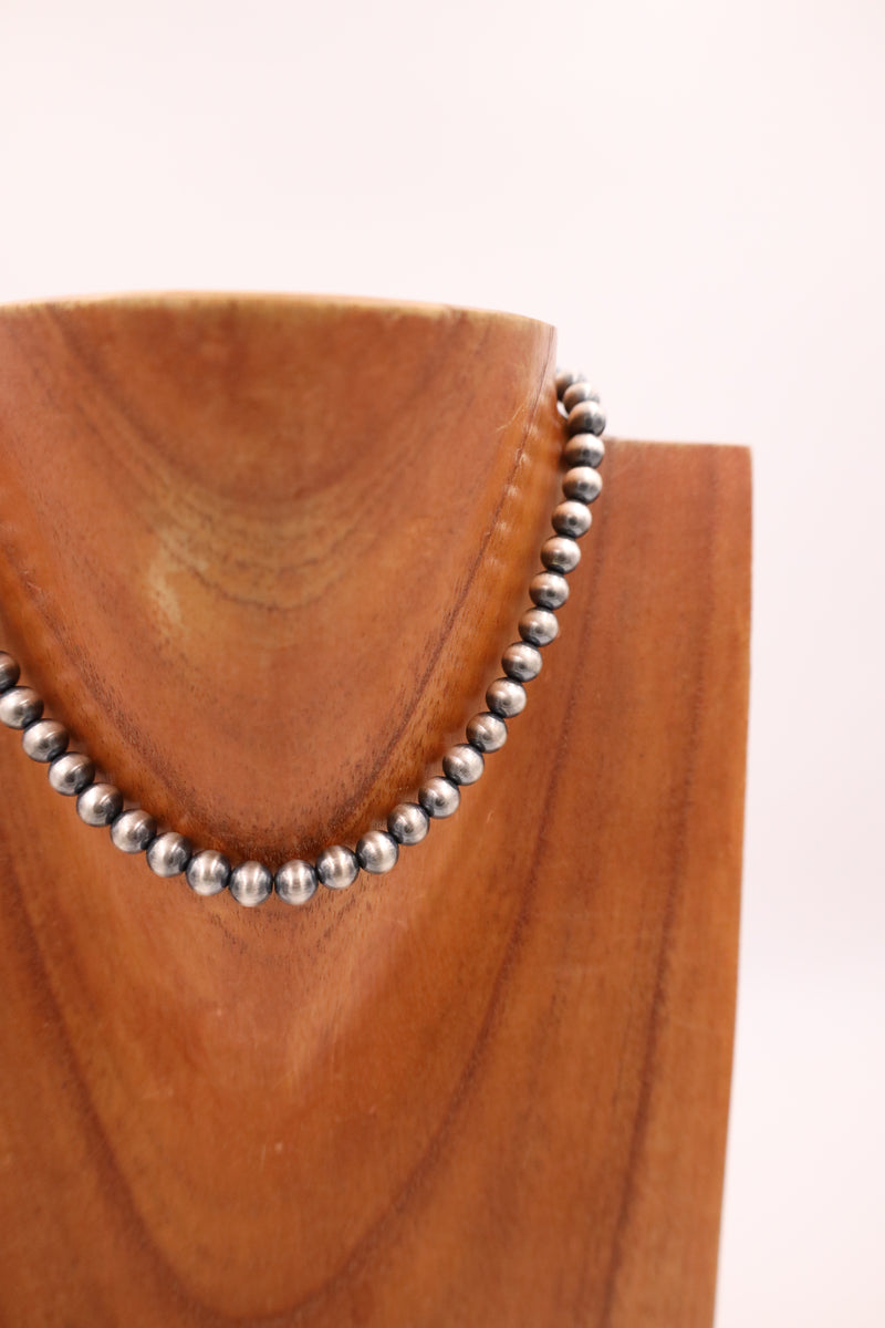 Sterling Silver Navajo Pearl 14" 7MM Necklace