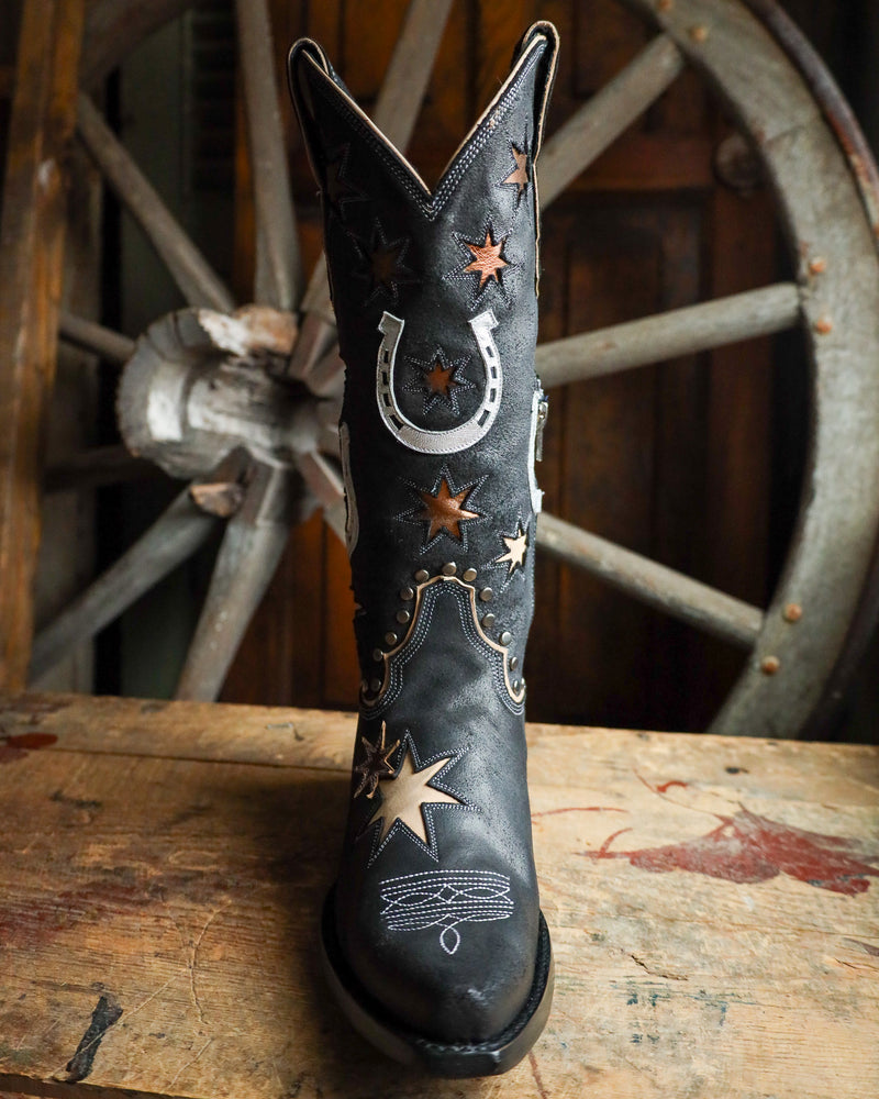 OLD GRINGO WOMEN'S LUCKY STAR 14" BOOT- BLACK