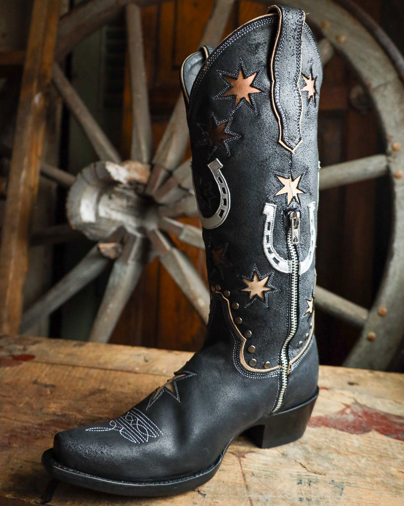 OLD GRINGO WOMEN'S LUCKY STAR 14" BOOT- BLACK