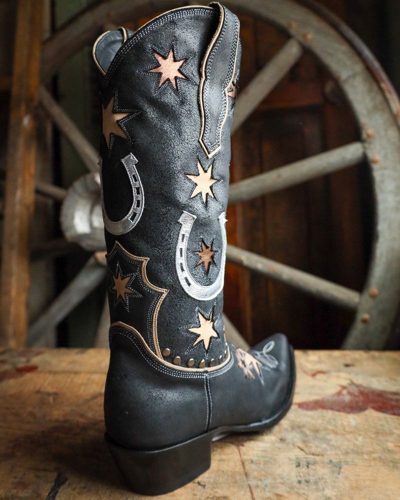 OLD GRINGO WOMEN'S LUCKY STAR 14" BOOT- BLACK