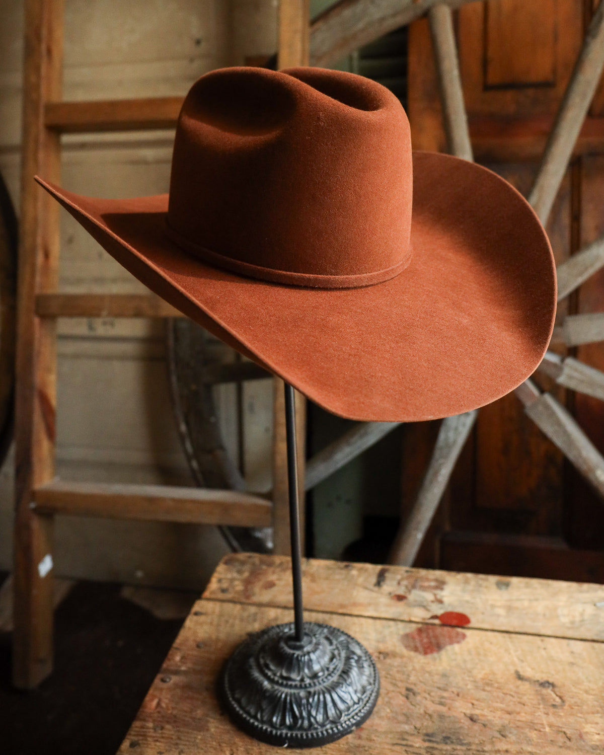 Greeley Hat Works CALAMITY Red Felt Cowboy Hat- size Large New 2025 Bailey 5X Fur Felt Orange Grizzly 4” Brim and 6  main image 4