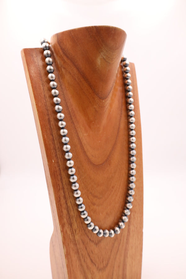 Sterling Silver Navajo Pearl 28" 10MM Necklace