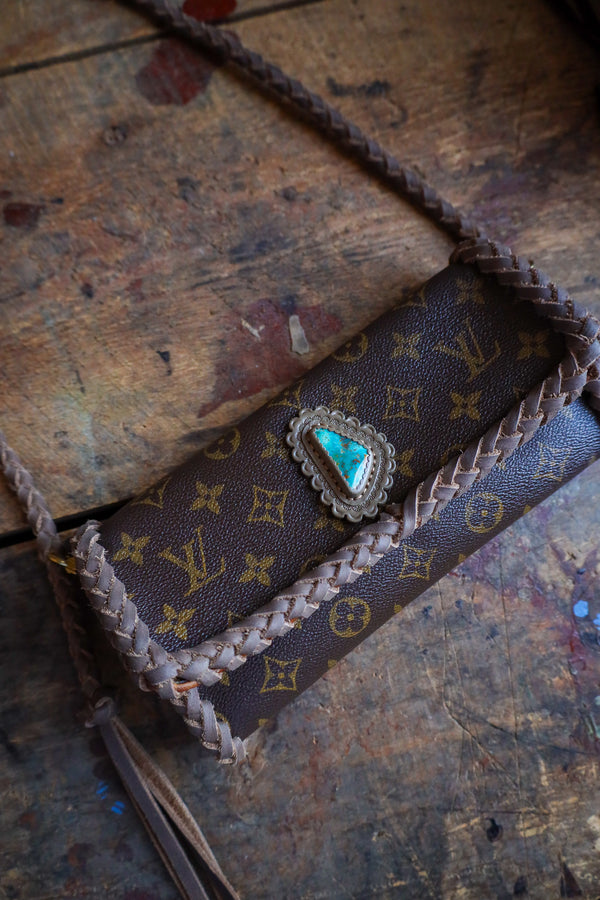 Leather and Vodka Twin Pochette Smoke 35 Carat Royston Turquoise Handbag