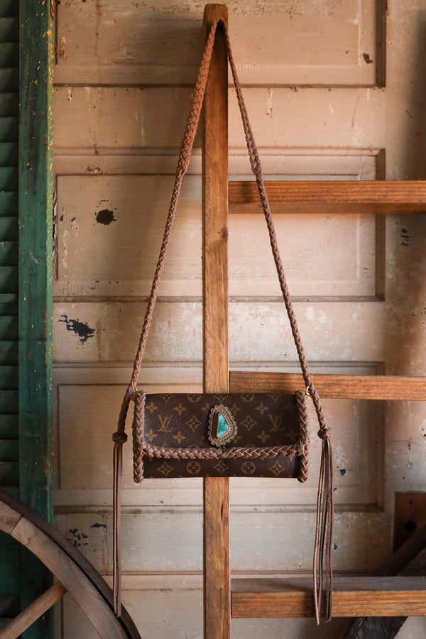 Leather and Vodka Twin Pochette Smoke 35 Carat Royston Turquoise Handbag