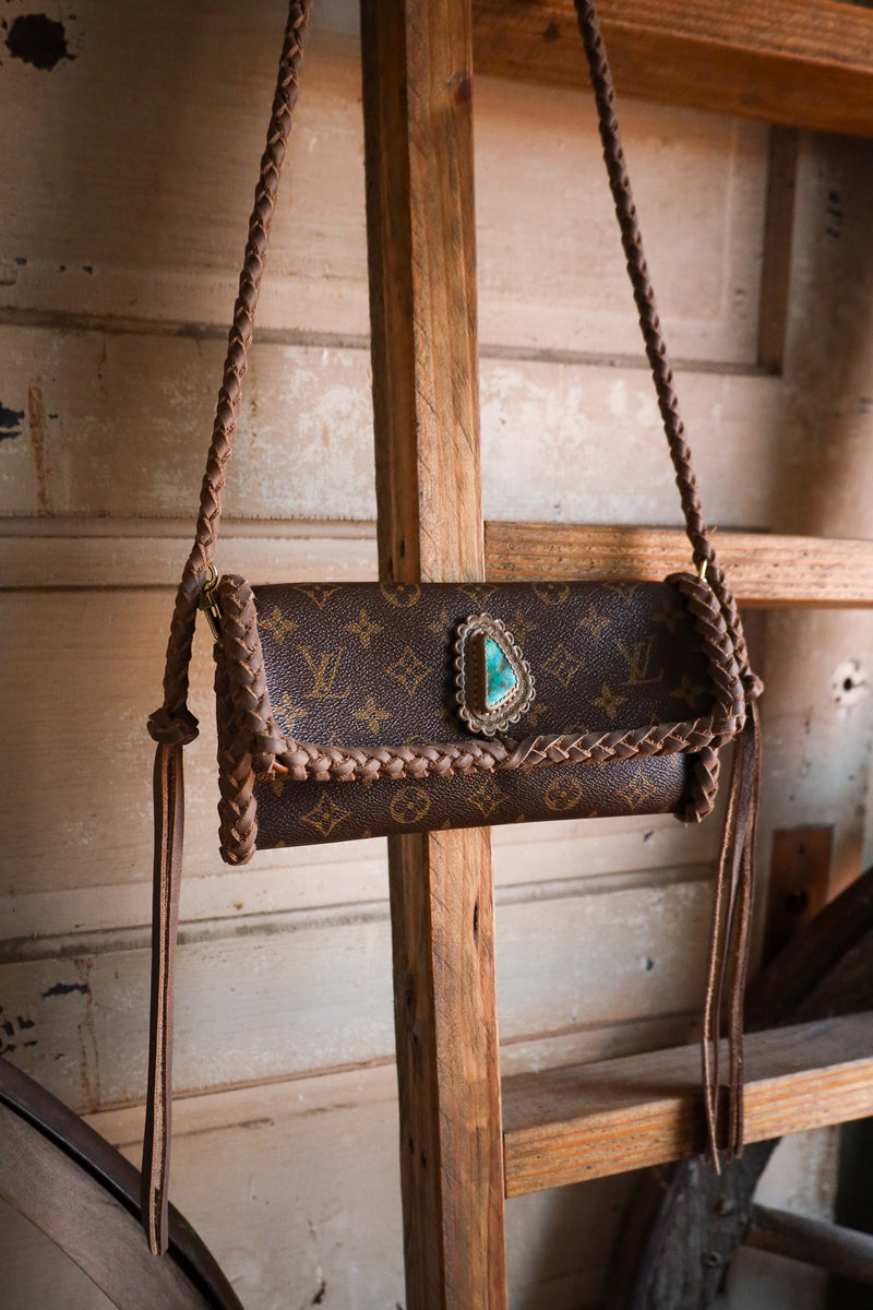 Leather and Vodka Twin Pochette Smoke 35 Carat Royston Turquoise Handbag